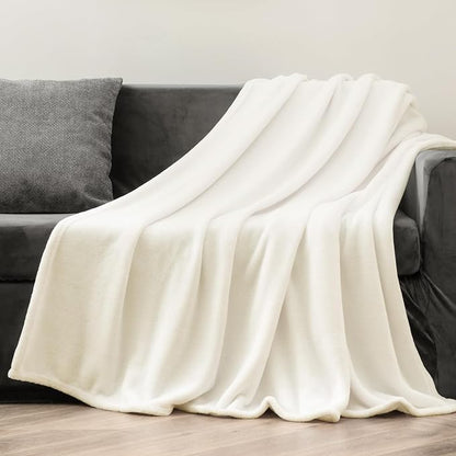BEDELITE Fleece Blanket Cream Throw Blankets for Couch & Bed, Luxury Plush Cozy Fuzzy Blanket 50" x 60", Super Soft Warm Lightweight Throw Blanket for Travel Camping