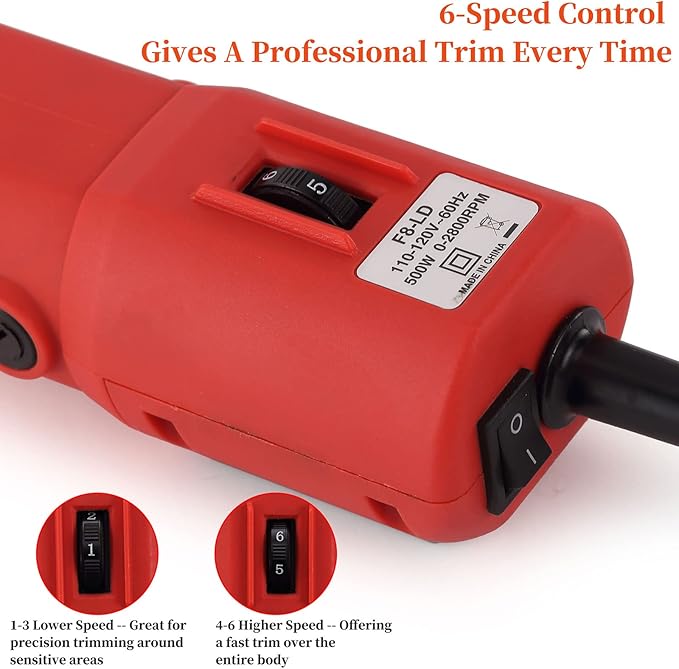 DUCKBOY Heavy Duty Clippers for Thick Coats Animals, 500W Professional Electric Shearing Machine for Horse Pony Cattle and Large Dogs Livestocks Grooming, 6 Speed & 2 Detachable Shearing Blades-Mewly Pet