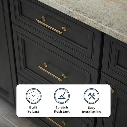 Franklin Brass - Francisco Champagne Bronze Gold Cabinet Handles 5 Inch (5") Hole Center Pulls | Easy Install, Durable Hardware for Kitchen Cabinet Door, Drawers, Dresser Pull, Furniture (10 Pack)