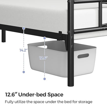 Yaheetech Metal Queen Platform Bed Frames Mattress Foundation with Storage/Curved Design Headboard/NO Box Spring Needed/Heavy-Duty Support/Easy Assembly, Queen, Black
