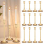12 Pcs Gold Taper Candle Holders Lengthen with Anti-Slip Pad Vintage Low Metal Candles Metal Gold Candlestick Holder Set for Table Centerpiece,Weddings, Dinners Christmas Decor, 3 Sizes