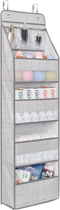 Univivi 5-Shelf Door Storage Over Door Hanging Organizer with 4 Large Pockets and 3 Small PVC Pockets Nursery Closet Cabinet Wall Mount Hanging Storage Organizers for Baby Nursery (Grey Pattern)