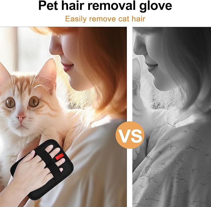 Pet Hair Removal Glove, Electrostatic Pet Hair Removal Gloves, Washable Reusable Dogs Cats Hair Gloves for Furniture, Bed, Sheets, Couch, Clothes, Carpet, Car Seat, Pet Grooming, Curtain 2PCS-Mewly Pet