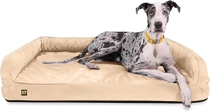 K9 Ballistics Tough Orthopedic XX-Large Bolster Dog Bed - Washable, Durable and Water Resistant Dog Bed - Made for (XXL) Big Dogs, 68"x40", Sandstone-Mewly Pet
