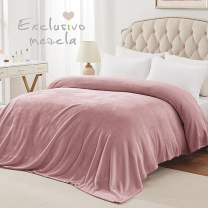 Exclusivo Mezcla Fleece Blanket Twin Size for Bed, Super Soft and Warm, All Season Use, Cozy, Plush, Lightweight, 60x80 Inches Dusty Pink