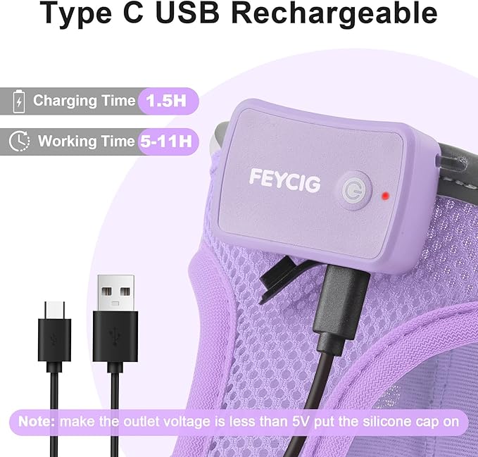 Light Up Dog Harness,Rechargeable LED Dog Harness for Small Medium Large Dogs,Reflective Lighted Safety Vest for Night Walking & Camping,Lightweight & Adjustable,Lavender Purple,L-Mewly Pet