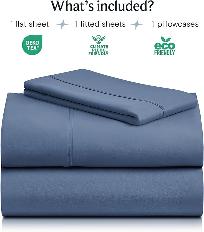 LuxClub Twin XL Sheets - Soft Twin Bed Sheets for-Boys-and-Girls-3 PC Deep Pockets Wrinkle Free-Kids-Fitted Sheets Machine Washable Hotel Bedding Silky Soft - Oxford Twin XL