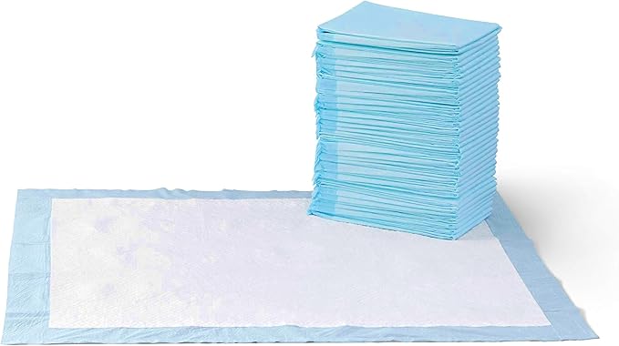 Amazon Basics Dog and Puppy Pee Pads with 5-Layer Leak-Proof Design and Quick-Dry Surface for Potty Training, Standard Absorbency, X-Large, 28 x 34 Inch - Pack of 60, Blue & White-Mewly Pet