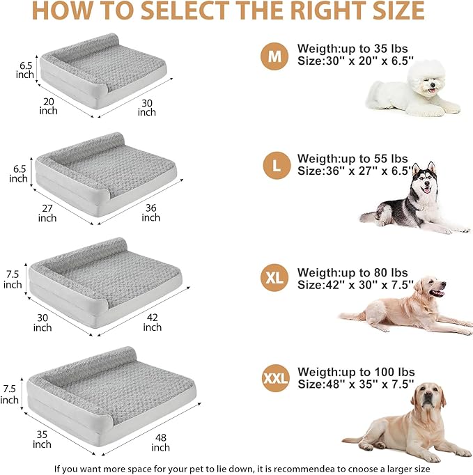 BFPETHOME Orthopedic Dog Beds for Large Dogs-Waterproof Sofa Dog Bed with Removable Washable Cover, Big Pet Bed with Waterproof Lining and Nonskid Bottom,Pet Bed for Large Dogs-Mewly Pet