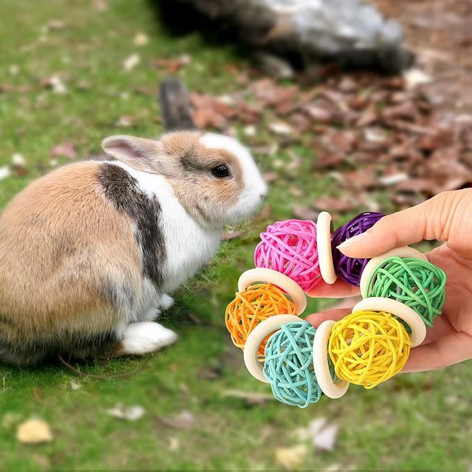 2 Pcs Natural Grass Chew Balls for Rabbits, Chinchillas, Hamsters & Mice - Safe Dental Health Toys for Teeth Grinding, Chewing & Dental Care, Small Animal Enrichment Chew Toys-Mewly Pet