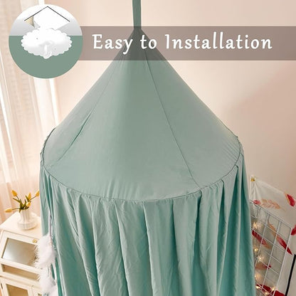 dix-rainbow Princess Decor Canopy for Kids Bed, Soft and Durable Bed Canopy for Girls Room Tent Canopy Dreamy Mosquito Net Bedding, Children Reading Nook Canopies Indoor(Green)