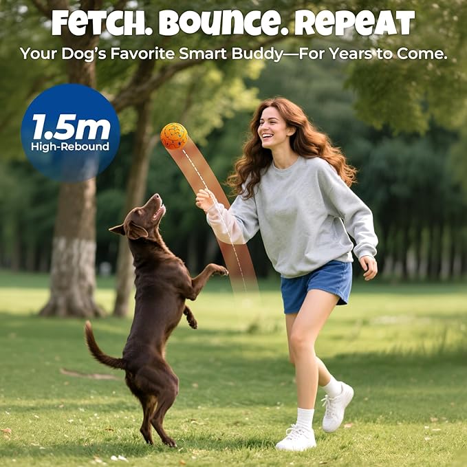 Dog Balls: Interactive Dog Ball Auto Rolling - Interactive Dog Toys for Aggressive Chewers - Bouncy & Throwable, Type-C Rechargeable, Washable, for Small & Medium & Large Dogs – Orange-Mewly Pet