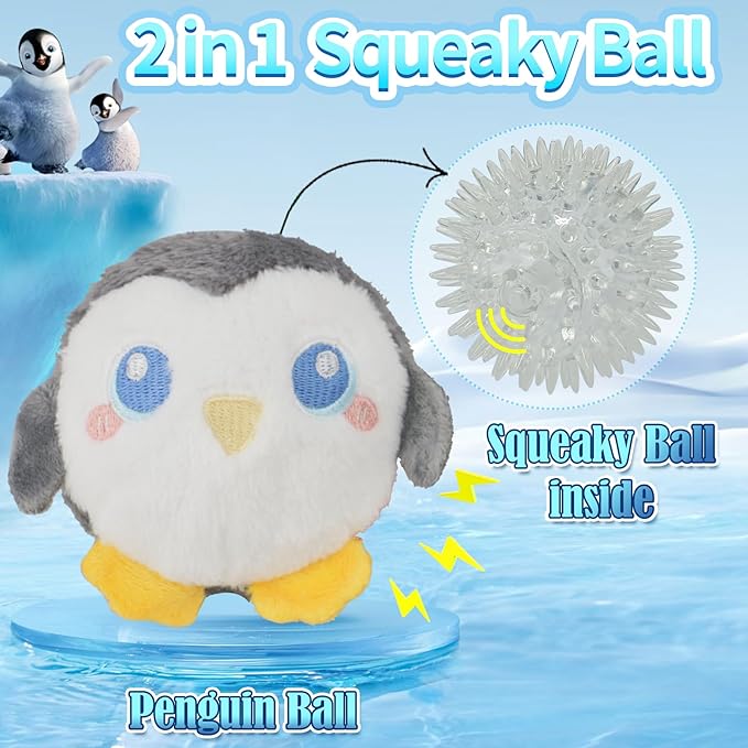 DKING 3Pack Squeaky Dog Balls,2 in1 Funny Puppy Ball Toys,Birthday Dog Toy for Small Medium Dogs (Ocean Ball)-Mewly Pet