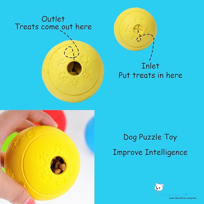Dog Puzzle Toy, Treat and Dental Balls, Interactive Treat Dispensing Toy for Dogs, Durable Puppy Toys for Teething Small Dogs, Rubber Teeth Balls, Slow Feeder, 2-Pack (Medium Large)-Mewly Pet