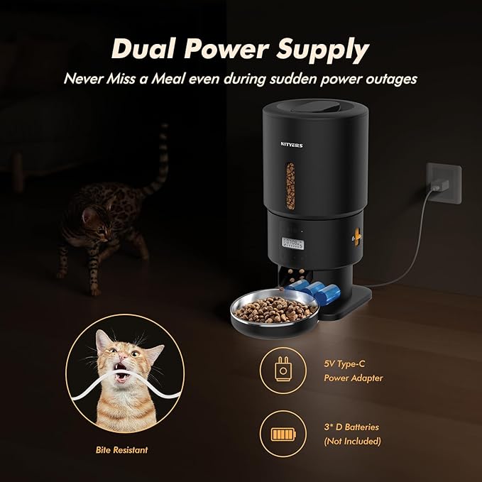 Automatic Cat Feeder - 5L Anti-Clog Cat Food Dispenser with Freshness Preservation, 1-6 Meals/Day, Programmable Portions, 10s Voice, 180-Day Battery Life, Auto Pet Feeder for Multi Cats and Dogs-Mewly Pet