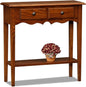 Leick Home 9027-MED Two Drawer Petite Console with Shelf, Medium Oak