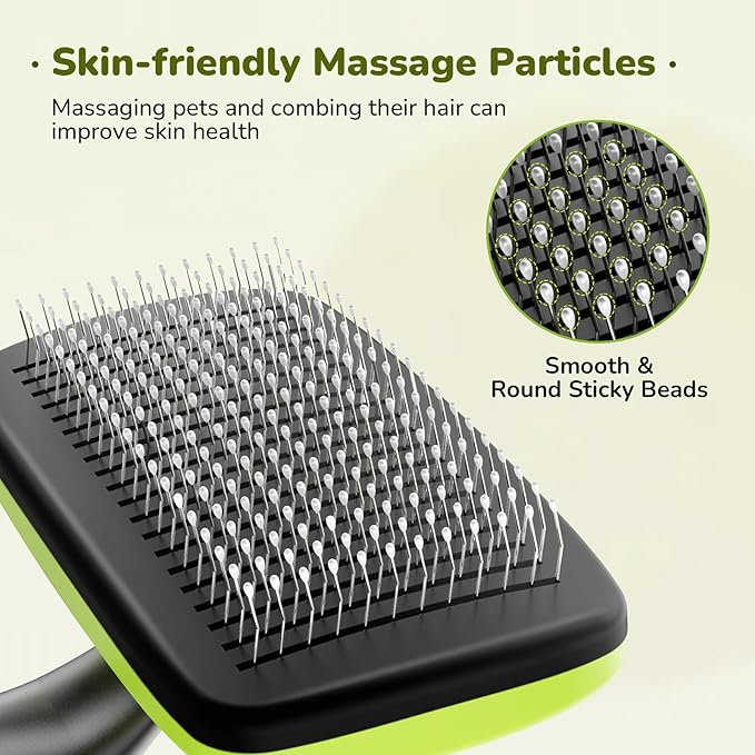 Pecute Self-Cleaning Slicker Brush for Dogs, Cats, Lightweight Dog Brush for Shedding Massaging Grooming, Cat Brush Gently Removes Loose Fur Undercoat for Dogs Cats Rabbits of All Hair Types-Mewly Pet