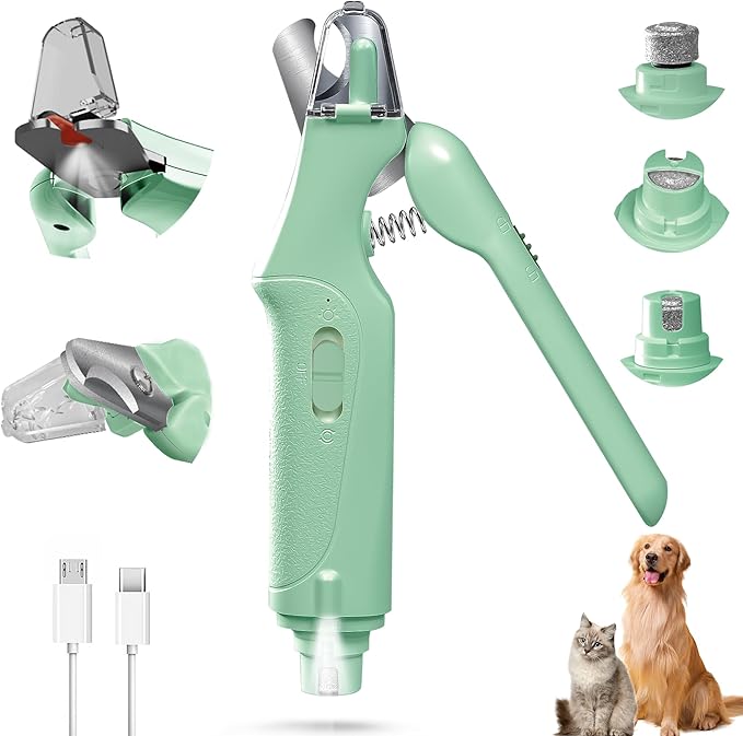 2 in 1 Dog Nail Clippers and Grinder with Lights & Cat Nail Clipper for Large Medium Small Dogs Cats Nail Trimmers USB Rechargeable with 2 LED Lights Dog Claw Care for Non-Black Nails-Mewly Pet