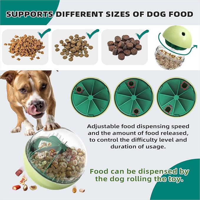 KADTC Extra-Large Dog Giggling Treat Dispenser Ball - Adjustable Food Dispensing Speed - Puppy Mind Game Puzzle Slow Feeder for Medium/Large/Extra Large Dogs Aggressive Chewers Breed-Mewly Pet