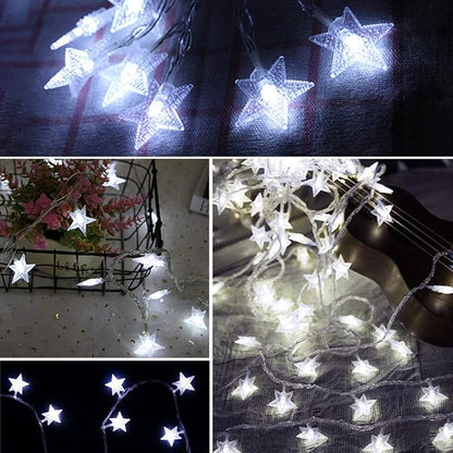 Twinkle Star 33FT 100 LED Star String Lights, Plug in Fairy String Lights Waterproof, Extendable for Indoor, Outdoor, Wedding Party, Christmas Tree, New Year, Garden Decoration, White