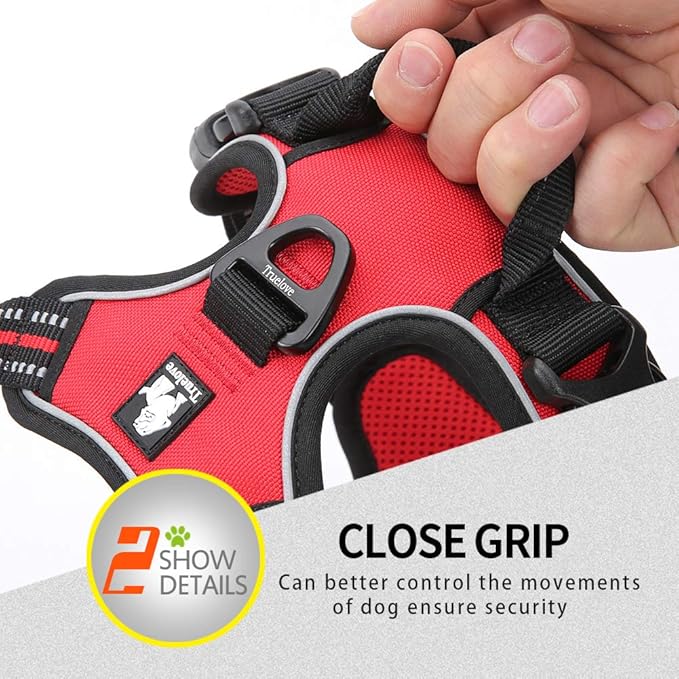 Truelove No Pull Dog Harness with Easy Control Handle and 2 Leash Attachments,Reflective Adjustable Pet Vest-Mewly Pet