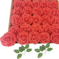 Artificial Flowers 25pcs Fake Roses, Red Foam Rose Faux Flower for DIY Wedding Bouquets Bridal Shower Centerpieces Floral Arrangements Home Decorations Party Backdrops Table