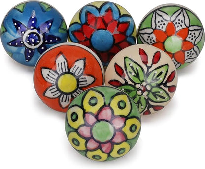 Cabinet Multicolor Assorted Ceramic Drawer Pull Handle Kitchen Cupboard Wardrobe Knob Boho Room Decorative Furniture Hardware Dresser Drawers Knobs-Pack of 25