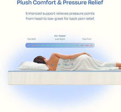 California Design Den Twin Mattress Topper, Thick Cooling Pillow Top Mattress Topper Twin for Restful Sleep, 900 GSM Fill, Breathable & Gentle on Skin