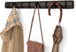 Umbra - Flip Wall-Mounted Coat Rack Rail Hook for Hats, Jackets, Bags and More, Wood, Metal, Black/Walnut