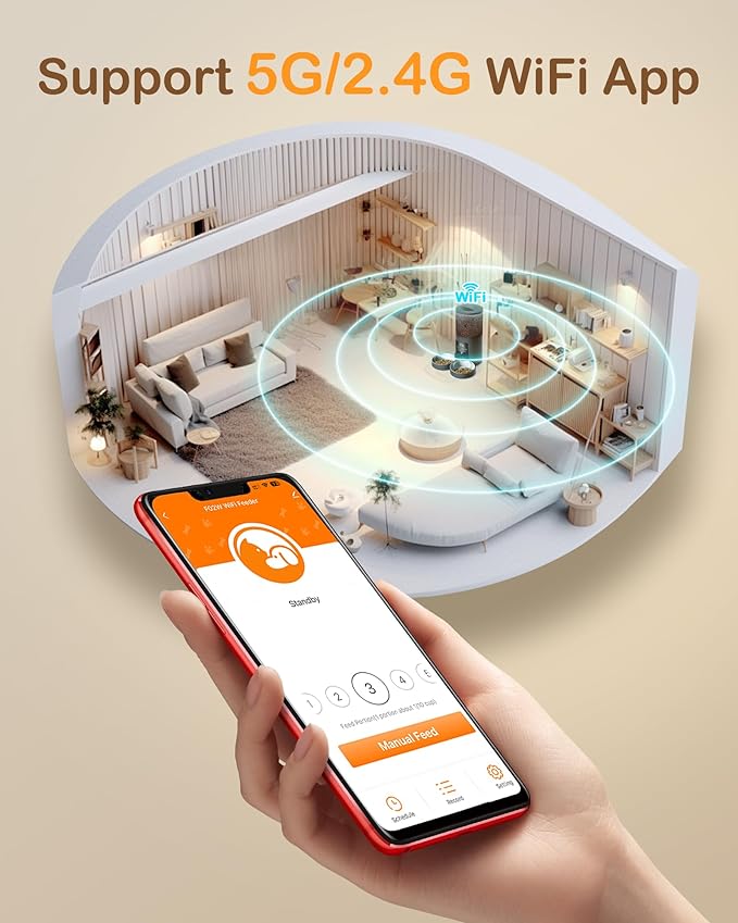 Automatic Cat Feeder 2 Cats - 5G WiFi Pet Feeder with APP Control, 6L Dry Food Dog Feeder with Blockage Alarms, 1-10 Meals Per Day-Mewly Pet