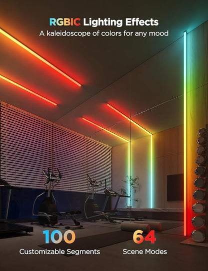 Govee RGBIC LED Strip Lights 32.8ft with Covers, Smart Lights Work with Alexa and Google Assistant, LED Diffuser Channel with LED Lights for Bedroom, Skirting Lines, Studio, Cabinet