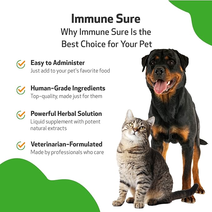 Pet Wellbeing Immune Sure for Dogs - Supports Normal Immune Defenses, Gut Flora Balance, Andrographis, Echinacea, Vitamin C, Zinc - Veterinarian-Formulated Herbal Supplement 4 oz (118 ml)-Mewly Pet