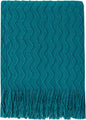 BOURINA Throw Blanket Textured Solid Soft Sofa Throw Couch Cover Knitted Decorative Blanket, 60 inch x 80 inch Teal