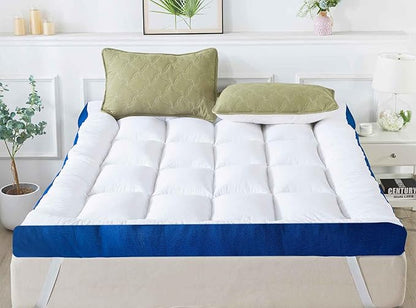 WhatsBedding 5 Inch Memory Foam Queen Mattress Topper 100% Cotton Top, Filled with Breathable & Soft Memory Foam Pillow Top,4 Elastic Straps, 80x60x5 Inch, Queen