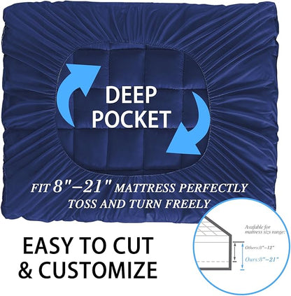 CYMULA King Size Mattress Topper - Extra Thick Cooling Mattress Pad Cover for Back Pain - Soft Mattress Protector Firm Bed Topper Pillow Top with 8-21 Inch Deep Pocket 3D Snow Down Alternative Fill