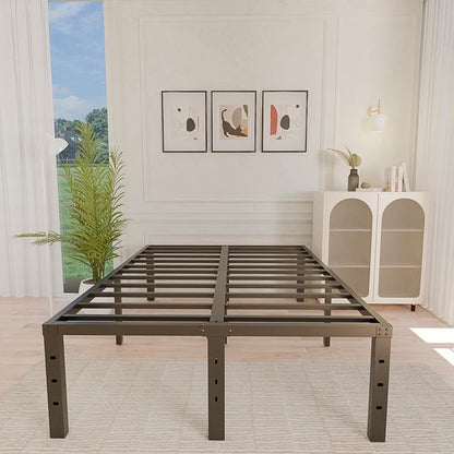 ALDRICH 18 Inch Metal King Size Bed Frame - Black Basic Steel Slats Platform, Easy Assembly Heavy Duty Noise Free Bedframes, No Box Spring Needed