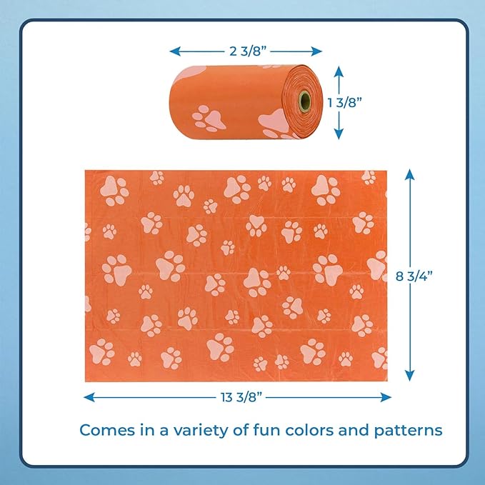 Best Pet Supplies Dog Poop Bags (150 Bags) for Waste Refuse Cleanup, Doggy Roll Replacements for Outdoor Puppy Walking and Travel, Leak Proof and Tear Resistant, Thick Plastic - Orange-Mewly Pet