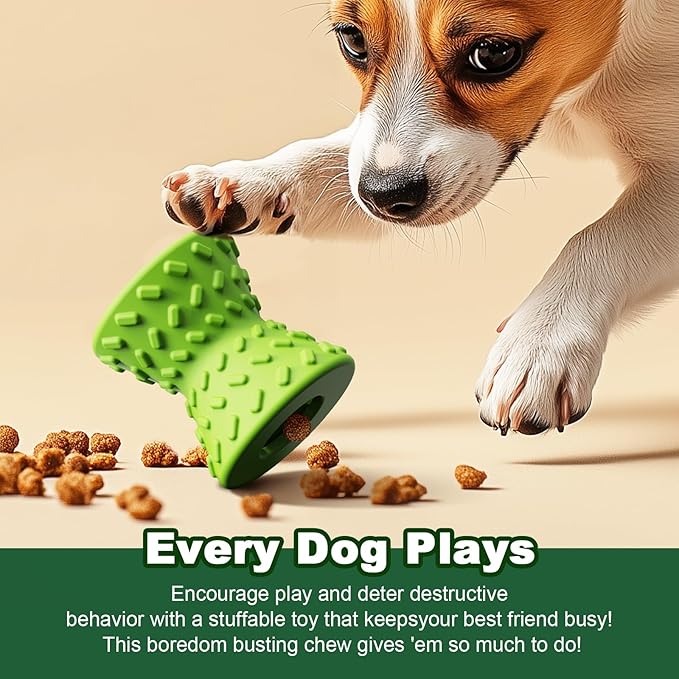 Puppy Toys, Toys for Small Dogs, Dog Treat Toy for Traning, Interactive Toy, Dog Treat Dispenser Toy,Natural Rubber Dumbbell Shaped(Green)-Mewly Pet