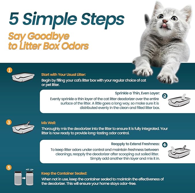 Cat Litter Deodorizer 2.4Lb Activated Carbon Litter Box Odor Eliminator Absorber Unscented Cat Litter Odor Control Room Deodorizer Solution for Homes with Pets-Mewly Pet