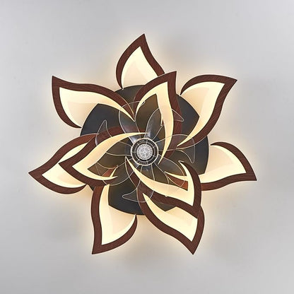 Modern Ceiling Fan with Lights Remote Control, 32" Wood Ceiling Fan with Light, 6 Speeds 3 Light Color Low Profile Flush Mount Ceiling Fan for Kitchen Bedroom