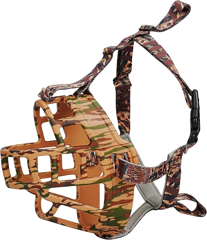 Basket Muzzle to Prevent Biting, Dog Muzzle for Large Medium Small Dogs Allows Panting Drinking Anti Chewing, Perfect for Grooming Trimming Training and Aggressive Reactive Dogs (Brown, Size 1)-Mewly Pet