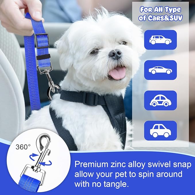 BWOGUE Pet Dog Cat Seat Belts, Car Headrest Restraint Adjustable Safety Leads Vehicle Seatbelt Harness (1 Pack)-Mewly Pet