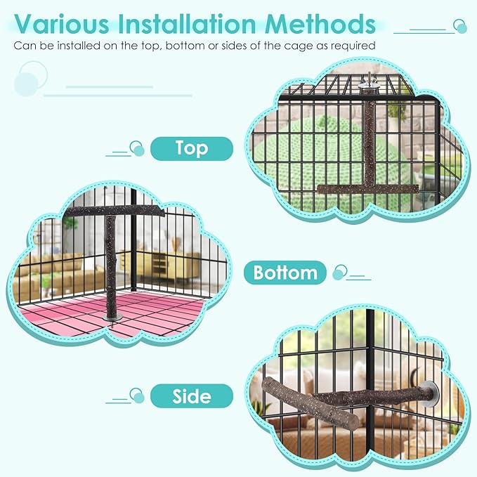 Bird Perches, 6 Pcs Natural Wood Parrot Perch Stand Chew Toys, Hanging Multi-Branch Parrot Perch Platform Swing Toy Cage Accessories for Small Parakeets, Budgies, Lovebirds, Canaries, Finches-Mewly Pet