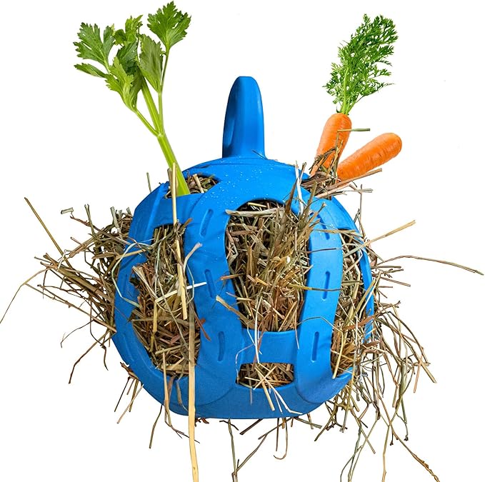 Horsemen's Pride Jolly Hay Ball Stall Toy for Horses, Blue, 8"-Mewly Pet