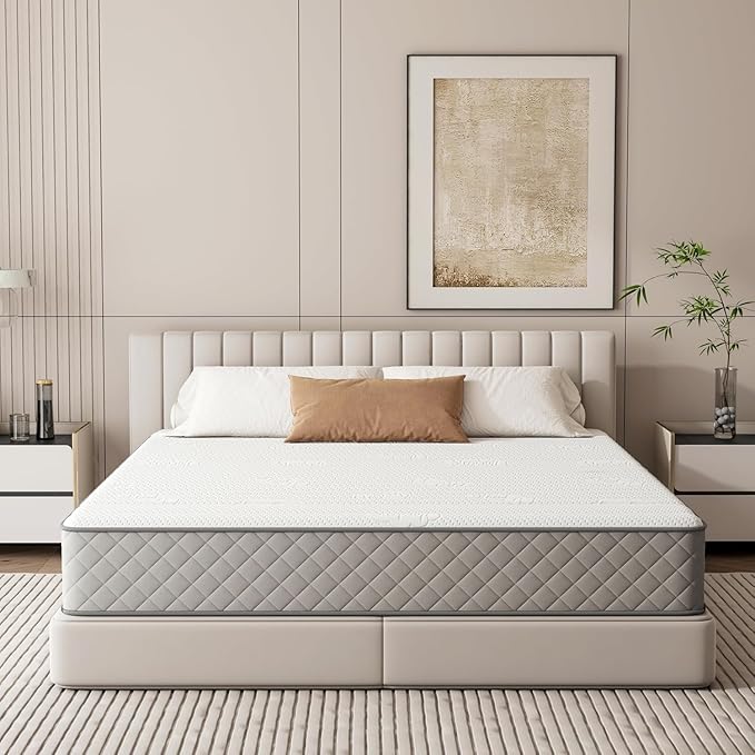 PurrJoys Queen Mattress, 10 Inch Hybrid Queen Size Mattress with Cooling Gel Memory Foam and Pocket Springs, CertiPUR-US Certified, Medium Firm