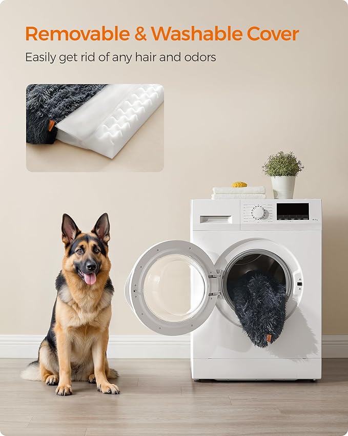 Feandrea Dog Bed, Orthopaedic Dog Sofa Bed for Large Dogs, Waterproof Ped Bed with Removable Washable Cover, 48 x 33.5 x 9.5 Inches, Dark Gray UPGW234G02-Mewly Pet