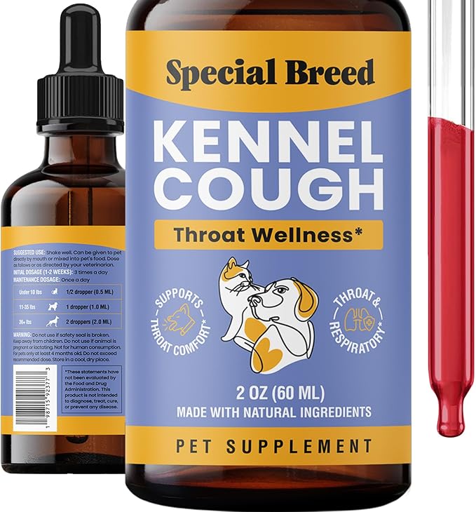 Cough Support for Dogs & Cats, Dry and Wet, Respiratory & Cold, Made in USA, 2oz-Mewly Pet