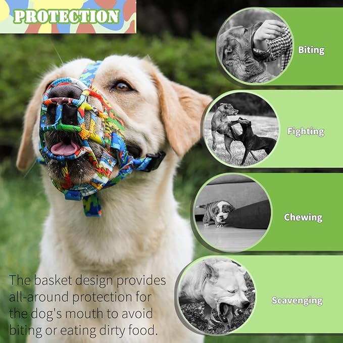 BARKLESS Dog Muzzle, Silicone Basket Muzzle for Small Medium Large Dogs, Soft Cage Mouth Cover Prevent Biting Chewing, Allow Drinking Panting, Suitable for German Shepherd-Mewly Pet