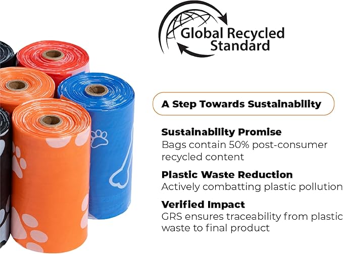Best Pet Supplies Poop Bags for Dogs, 50% Post-Consumer Recycled Content dog waste bags on rolls, fits all poop bag holders for leashes - 150 Count, Assorted Colors, Scented-Mewly Pet