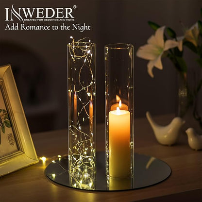 Glass Hurricane Candle Holder: 12" Tall Candlestick Holder with Cylinder Windproof Cover Clear Taper Candle Holders for Wedding Party Birthday Christmas Home Decor Set of 2